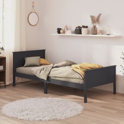vidaXL Massivholzbett Grau Kiefer 100x200 cm