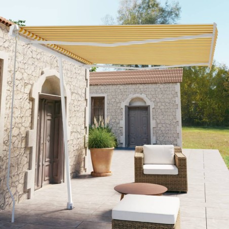 vidaXL Gelenkarmmarkise mit Pfosten 300x250 cm Gelb & Weiß