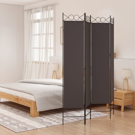 vidaXL 4-tlg. Paravent Braun 160x200 cm Stoff
