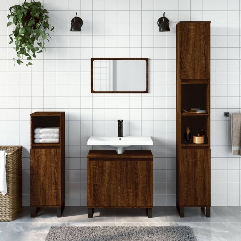vidaXL Badschrank Braun Eichen-Optik 58x33x60 cm Holzwerkstoff vidaXL Badschrank Braun Eichen-Optik 58x33x60 cm Holzwerkstoff