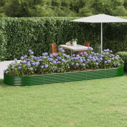vidaXL Hochbeet Pulverbeschichteter Stahl 450x140x36 cm Grün