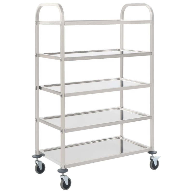 vidaXL 5-Stufiger Servierwagen 107 x 55 x 147 cm Edelstahl vidaXL 5-Stufiger Servierwagen 107 x 55 x 147 cm Edelstahl