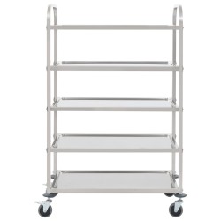 vidaXL 5-Stufiger Servierwagen 107 x 55 x 147 cm Edelstahl