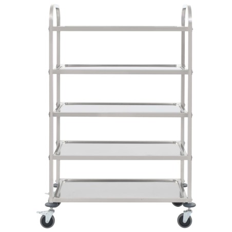vidaXL 5-Stufiger Servierwagen 107 x 55 x 147 cm Edelstahl