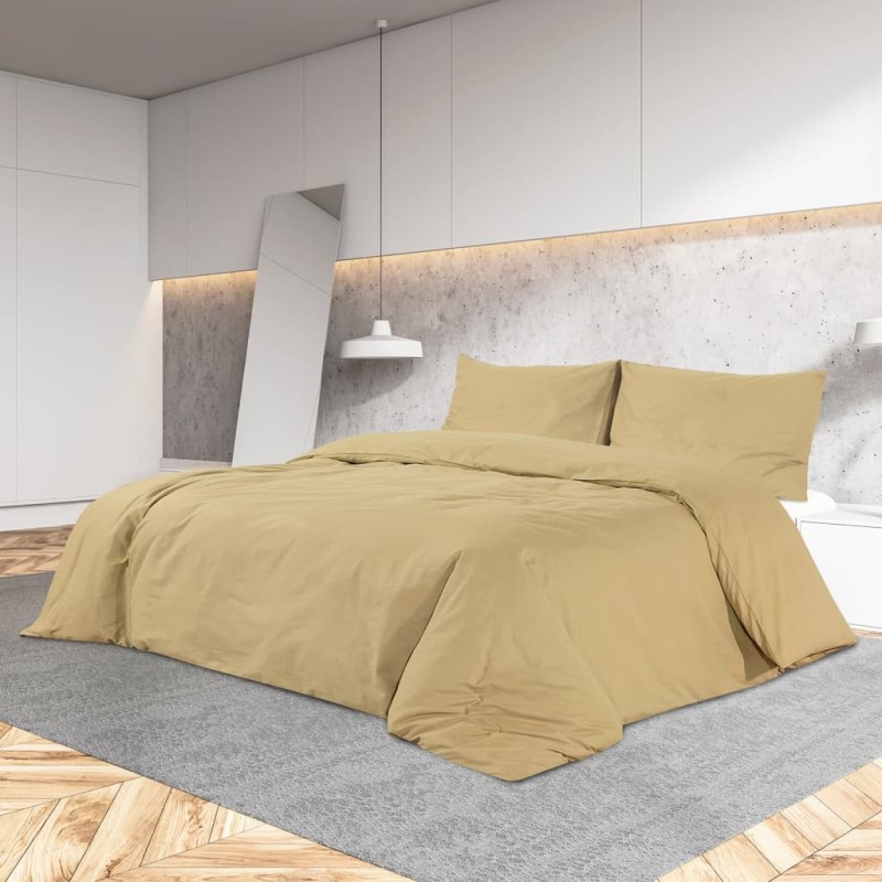 vidaXL Bettwäsche-Set Taupe 200x200 cm Baumwolle vidaXL Bettwäsche-Set Taupe 200x200 cm Baumwolle