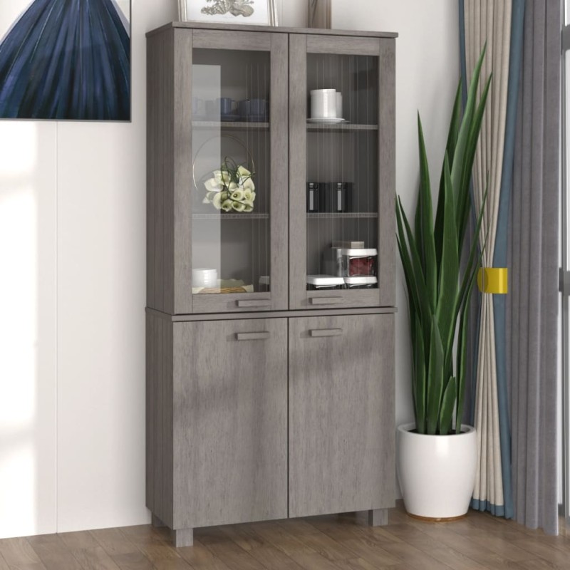 vidaXL Highboard HAMAR Massivholz Kiefer Hellgrau vidaXL Highboard HAMAR Massivholz Kiefer Hellgrau