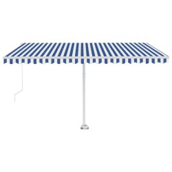 vidaXL Gelenkarmmarkise mit Pfosten 450x300 cm Blau & Weiß