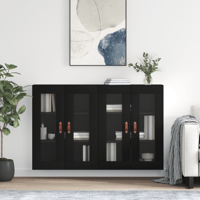 Wandschränke 2 Stk. Schwarz Holzwerkstoff Wandschränke 2 Stk. Schwarz Holzwerkstoff