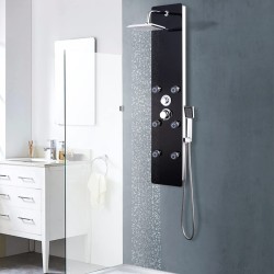 vidaXL Duschpaneel Glas 25×44,6×130 cm Schwarz 