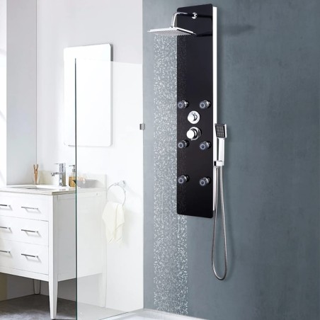 vidaXL Duschpaneel Glas 25×44,6×130 cm Schwarz 