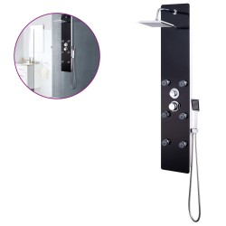 vidaXL Duschpaneel Glas 25×44,6×130 cm Schwarz 