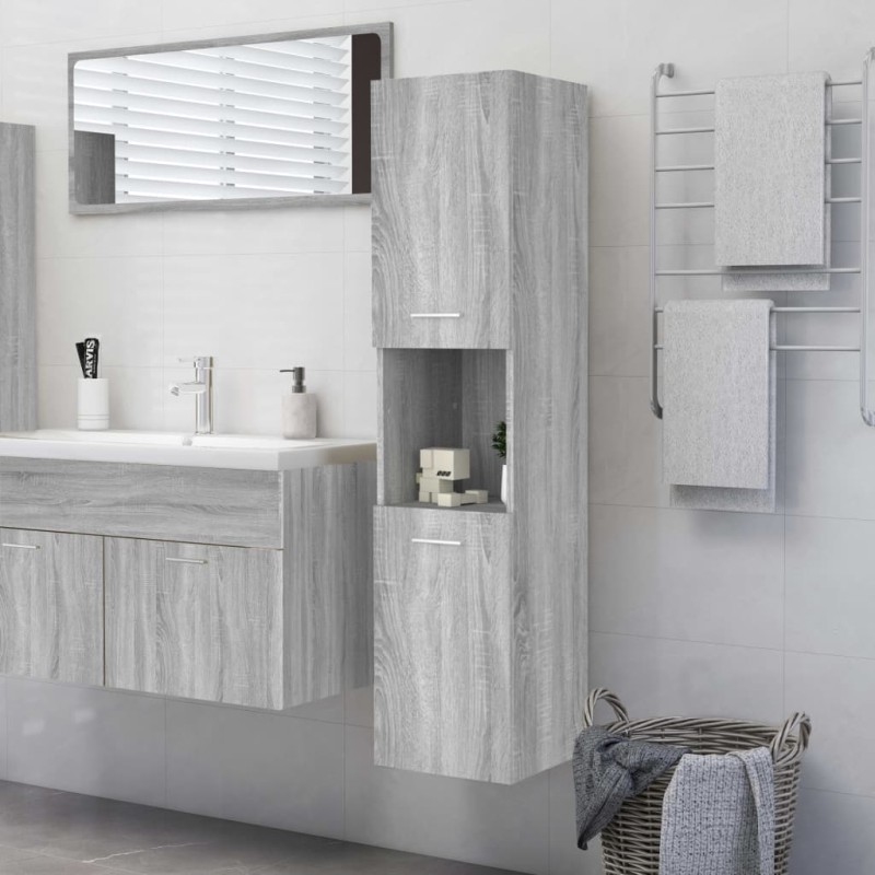 vidaXL Badezimmerschrank Grau Sonoma 30x30x130 cm Holzwerkstoff vidaXL Badezimmerschrank Grau Sonoma 30x30x130 cm Holzwerkstoff