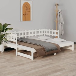 vidaXL Tagesbett Ausziehbar Weiß 2x(90x190) cm Massivholz Kiefer