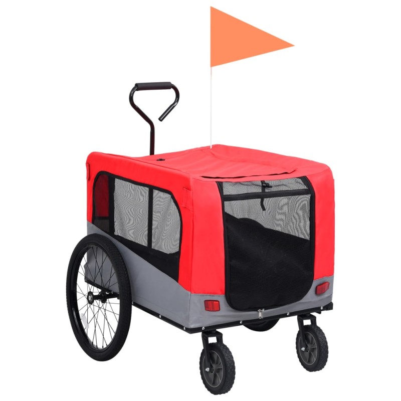 vidaXL 2-in-1 Tier-Fahrradanhänger und Jogger Rot und Grau vidaXL 2-in-1 Tier-Fahrradanhänger und Jogger Rot und Grau