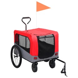 vidaXL 2-in-1 Tier-Fahrradanhänger und Jogger Rot und Grau