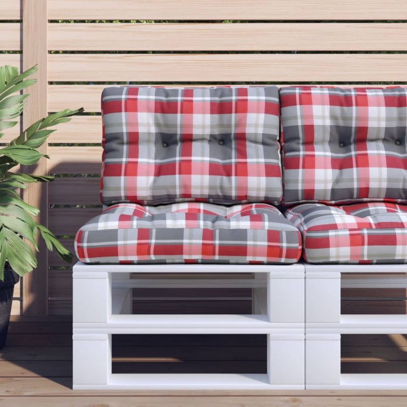 vidaXL Palettenkissen Rot Karomuster 50x40x12 cm Stoff vidaXL Palettenkissen Rot Karomuster 50x40x12 cm Stoff