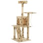vidaXL Katzen-Kratzbaum Sisal 120 cm Beige Pfoten-Aufdruck