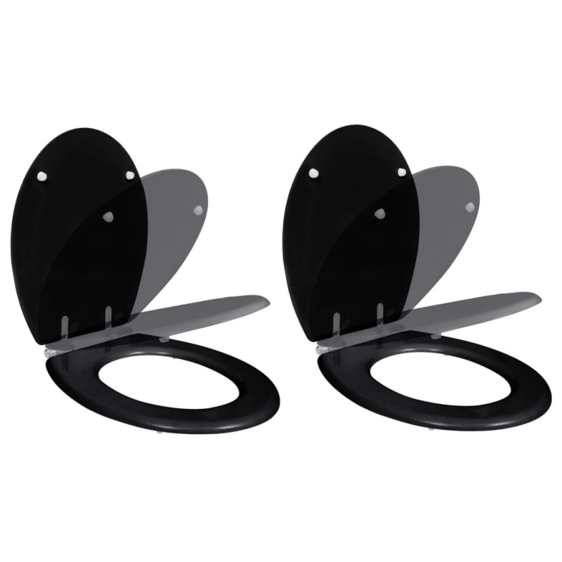 vidaXL Toilettensitze 2 Stk. mit Absenkautomatik MDF Schwarz vidaXL Toilettensitze 2 Stk. mit Absenkautomatik MDF Schwarz