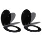 vidaXL Toilettensitze 2 Stk. mit Absenkautomatik MDF Schwarz vidaXL Toilettensitze 2 Stk. mit Absenkautomatik MDF Schwarz