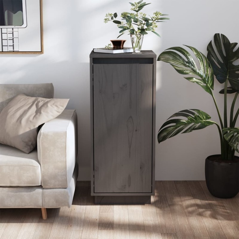 vidaXL Sideboard Grau 31,5x34x75 cm Massivholz Kiefer vidaXL Sideboard Grau 31,5x34x75 cm Massivholz Kiefer