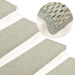 vidaXL Treppenmatten Selbstklebend Sisal-Optik 15 Stk. 65x21x4 cm Grau