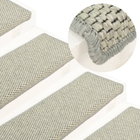 vidaXL Treppenmatten Selbstklebend Sisal-Optik 15 Stk. 65x21x4 cm Grau