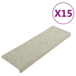 vidaXL Treppenmatten Selbstklebend Sisal-Optik 15 Stk. 65x21x4 cm Grau