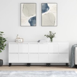 vidaXL Sideboards 3 Stk. Hochglanz-Weiß Holzwerkstoff
