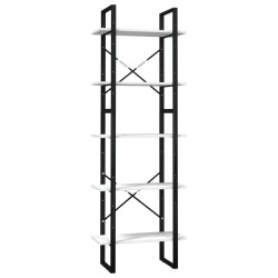 vidaXL Bücherregal 5 Fächer Weiß 60x30x175 cm Massivholz Kiefer