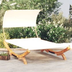 Loungebett mit Dach 165x203x126 cm Bugholz Massiv Creme