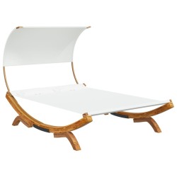 Loungebett mit Dach 165x203x126 cm Bugholz Massiv Creme