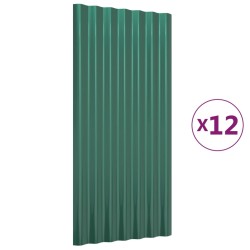 vidaXL Dachpaneele 12 Stk. Pulverbeschichteter Stahl Grün 80x36 cm