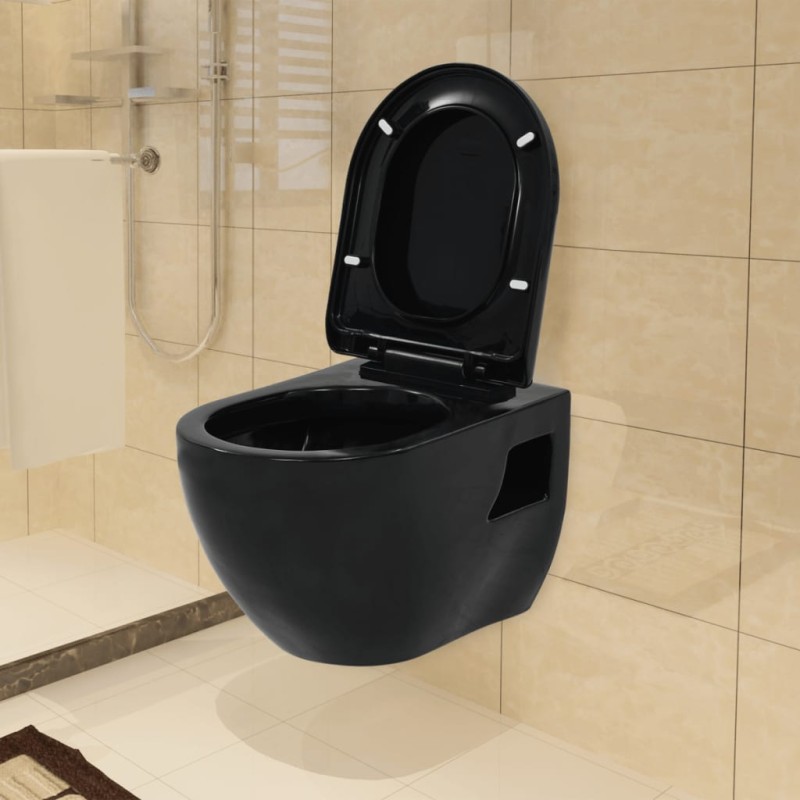 vidaXL Wand-WC Keramik Schwarz vidaXL Wand-WC Keramik Schwarz