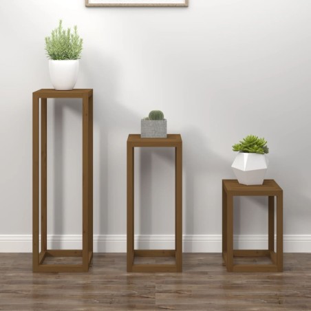 vidaXL 3-tlg. Pflanzenständer-Set Honigbraun Massivholz Kiefer