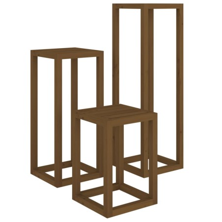vidaXL 3-tlg. Pflanzenständer-Set Honigbraun Massivholz Kiefer