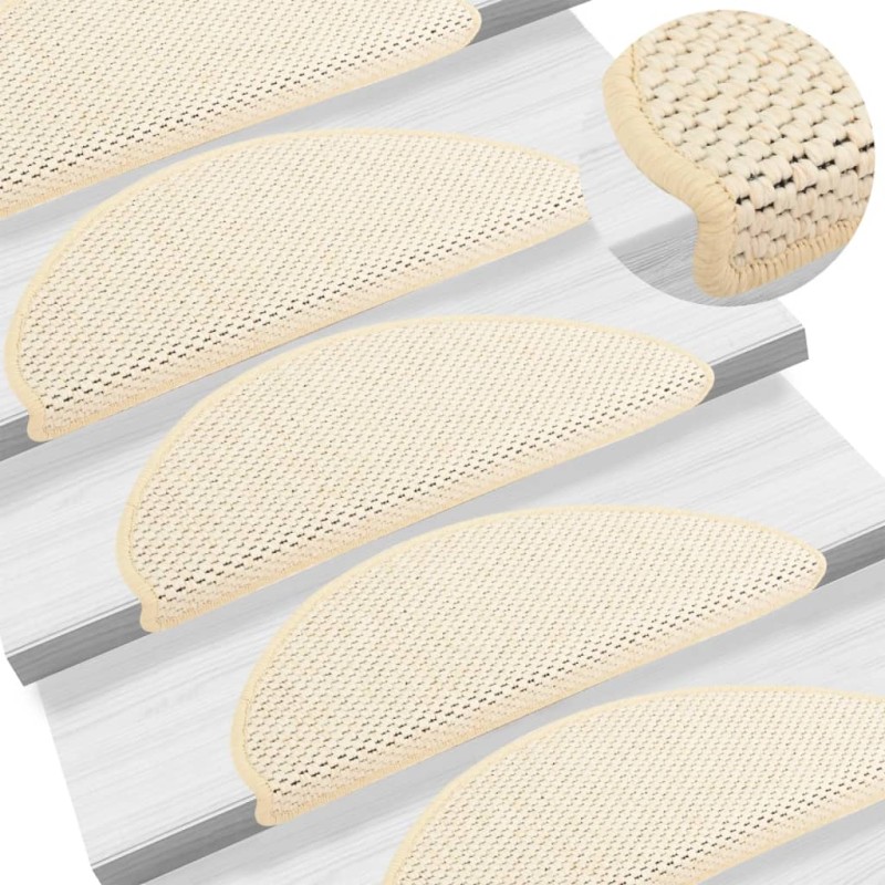 vidaXL Treppenmatten Selbstklebend Sisal-Optik 15 Stk. 65x21x4cm Creme vidaXL Treppenmatten Selbstklebend Sisal-Optik 15 Stk. 65x21x4cm Creme