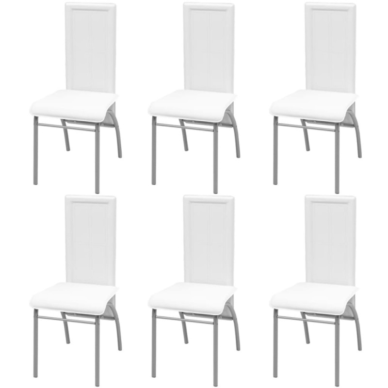 vidaXL Esszimmerstühle 6 Stk. Weiß Kunstleder vidaXL Esszimmerstühle 6 Stk. Weiß Kunstleder