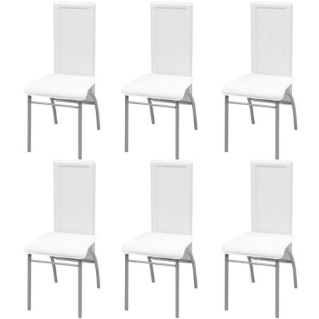 vidaXL Esszimmerstühle 6 Stk. Weiß Kunstleder 