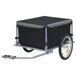 vidaXL Fahrradanhänger Schwarz und Grau 65 kg