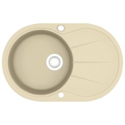 vidaXL Granitspüle Einzelbecken Oval Beige
