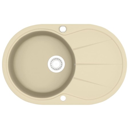 vidaXL Granitspüle Einzelbecken Oval Beige