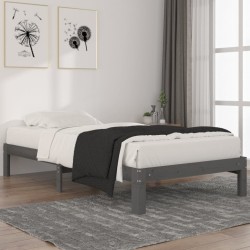 vidaXL Massivholzbett Grau Kiefer 100x200 cm
