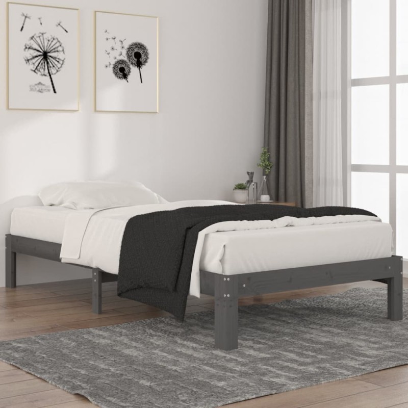vidaXL Massivholzbett Grau Kiefer 100x200 cm vidaXL Massivholzbett Grau Kiefer 100x200 cm