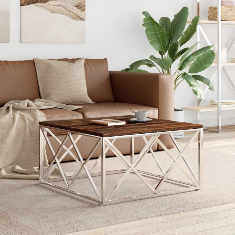 vidaXL Couchtisch Edelstahl und Altholz Massiv vidaXL Couchtisch Edelstahl und Altholz Massiv