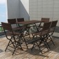 vidaXL 7-tlg. Garten-Essgruppe Klappbar Stahl Poly Rattan Braun vidaXL 7-tlg. Garten-Essgruppe Klappbar Stahl Poly Rattan Braun