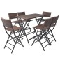 vidaXL 7-tlg. Garten-Essgruppe Klappbar Stahl Poly Rattan Braun vidaXL 7-tlg. Garten-Essgruppe Klappbar Stahl Poly Rattan Braun