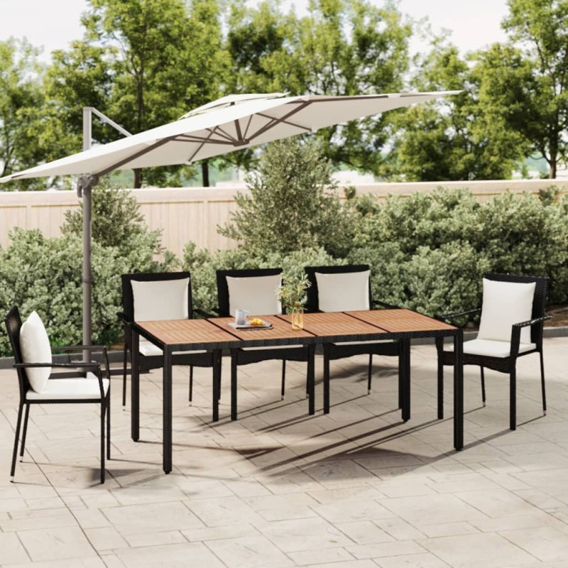 vidaXL Gartentisch mit Holzplatte Schwarz Poly Rattan & Akazienholz vidaXL Gartentisch mit Holzplatte Schwarz Poly Rattan & Akazienholz