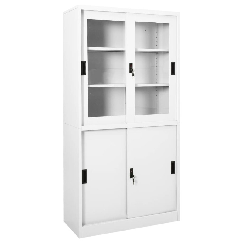 vidaXL Büroschrank mit Schiebetüren Weiß 90x40x180 cm Stahl vidaXL Büroschrank mit Schiebetüren Weiß 90x40x180 cm Stahl