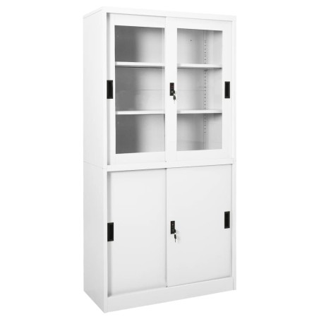 vidaXL Büroschrank mit Schiebetüren Weiß 90x40x180 cm Stahl 