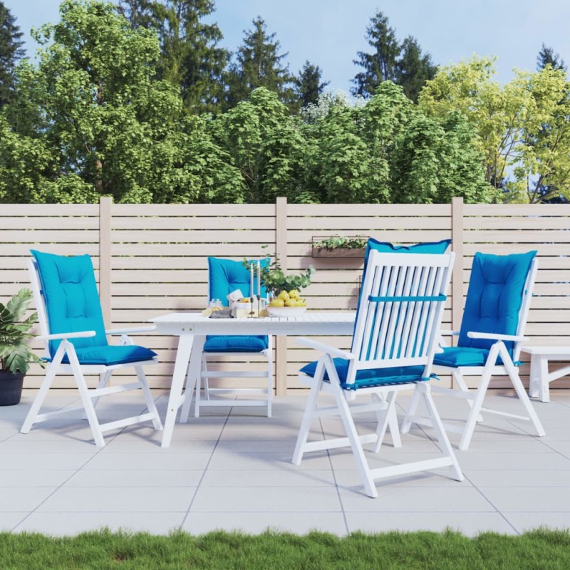 Gartenstuhlauflagen für Hochlehner 4 Stk. Blau 120x50x7cm Stoff Gartenstuhlauflagen für Hochlehner 4 Stk. Blau 120x50x7cm Stoff
